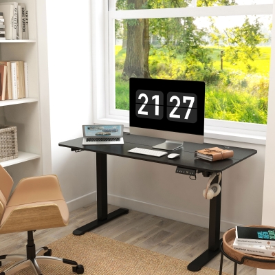Vinsetto Secretária Elétrica Ajustável em Altura 140x70 cm Secretária de Computador Elétrica Preto