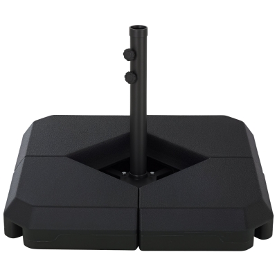 Outsunny Base para Sombrilla de Ø48 mm con 4 Pesos Rellenables de Agua o Arena de 60L Soporte de Sombrilla en Forma de Cruz con Tubo de Acero 80x80x56 cm Negro