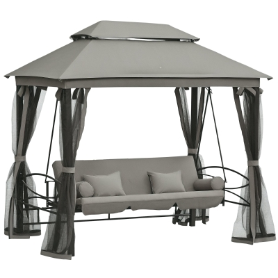 Outsunny Dondolo da giardino 256cm x 172cm x 248cm Grigio scuro, Nero