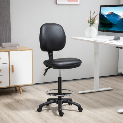 Vinsetto Cadeira de Escritório de Altura Ajustável 69-91 cm com Encosto Reclinável e Apoio para Os Pés Ajustável