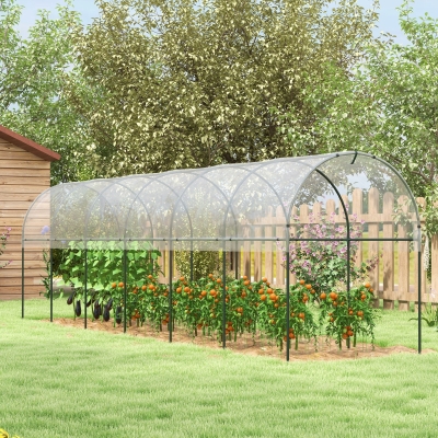 Outsunny Estufa de Jardim Estufa de Tomates 7 Arcos de Aço Lona de Plástico 6x1,23x1,71 m Verde