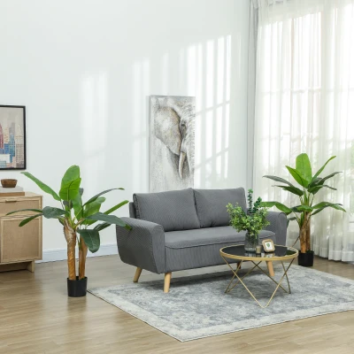 HOMCOM Lote de 2 Plantas Artificiais Interiores 120 cm Bananeiros em Vaso decoração para Casa Escritório Sala Quarto