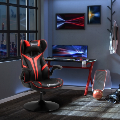 Vinsetto Cadeira Gamer Cadeira de Jogo Gaming Giratória Ergonômica Altura e Braços Ajustáveis Almofada para Apoio de Cabeça