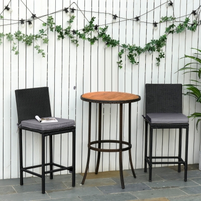 Outsunny Conjunto de 2 Almofadas de Cadeira de Jardim Externa Assento Removíveis Enchimento 5 cm Poliéster 45x45 cm Cinza Escuro