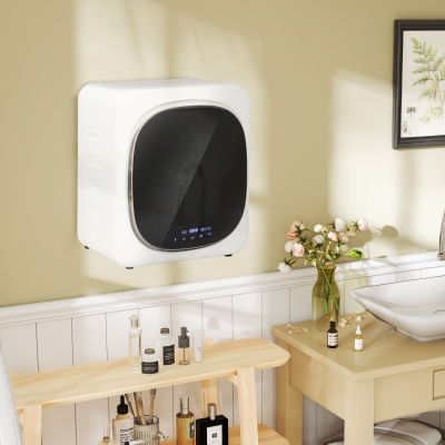 HOMCOM Secador de Roupa com desinfecção UV estilo Compacto Capacidade de 4 Kg Aço Inoxidável Branco