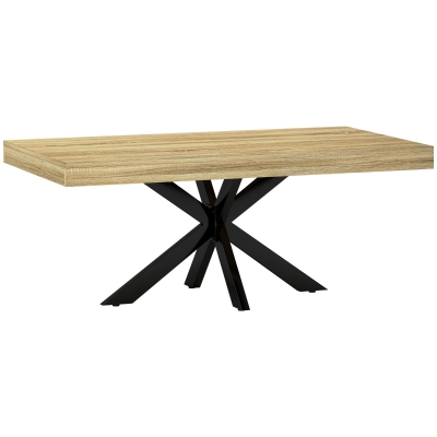 HOMCOM Mesa de Centro Retangular Mesa Auxiliar Estilo Industrial em Metal Preto e Tampo Aspeto Madeira 110x60x45 cm