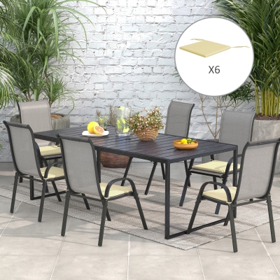 Outsunny Conjunto de 6 Almofadas de Cadeira de Jardim Exterior Enchimento 3 cm Tecido de Poliéster 42x42 cm Bege