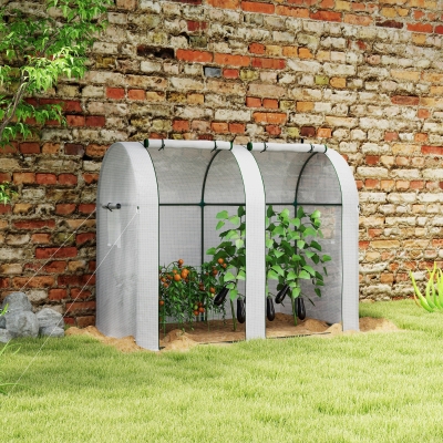 Outsunny Estufa de Jardim 1,8 ㎡ Estufa para Tomates 2 Portas com Zíper Enroláveis 4 Janelas Enroláveis Aço PP 135 g/㎡ Branco