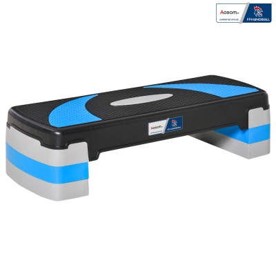 Stepper Fitness Aerobic - Aosom.fr x FFHandball - altura ajustável superfície antiderrapante 80 x 31 x 20 cm preto azul