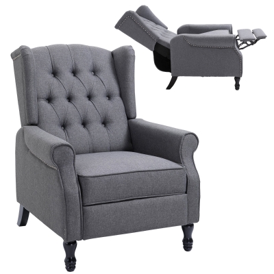 HOMCOM Recliner Armchair Wingback Light Grey