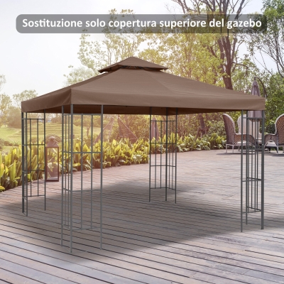 Outsunny Substituição Do Teto para Pergola de Jardim Lona de Reposição para Pergola Tenda 3x3 m Marrom