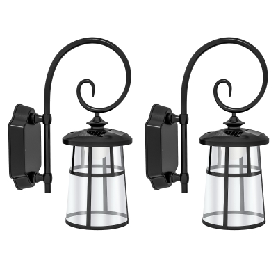 Outsunny Conjunto de 2 Apliques de Parede Solares LED para Exterior Ip44 16 5x25,5x41 cm Preto