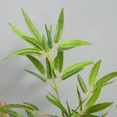 Outsunny Bambus Artificiais 1,20 m Realistas com Bambu com Troncos Reais Vaso Incluído Preto Verde