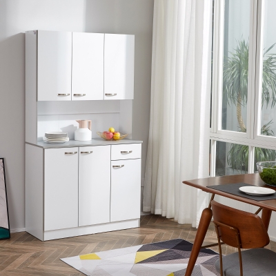 HOMCOM Buffet de Cozinha Armário de Cozinha Contemporâneo Multi Armazenamento 6 Portas 1 Gaveta Grande Bancada