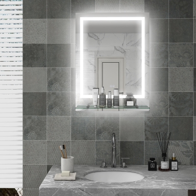Kleankin Espelho Retangular de Parede Luminoso LED para Banheiro 80x60 cm