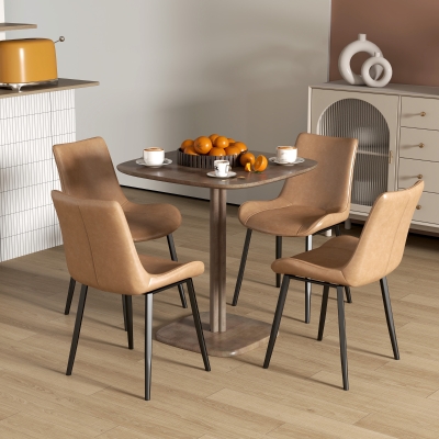 HOMCOM Mesa de Jantar para 4 Pessoas Mesa de Cozinha Quadrada Estilo Moderno com Tampo de Madeira 70x70 cm Marrom