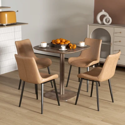 HOMCOM Mesa de Jantar para 4 Pessoas Mesa de Cozinha Quadrada Estilo Moderno com Tampo de Madeira 70x70 cm Marrom