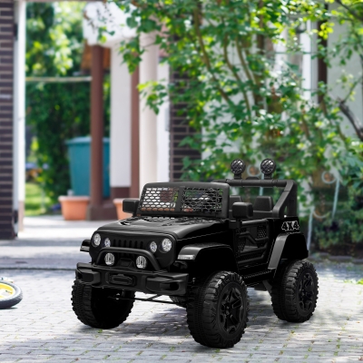 HOMCOM Carro Elétrico 4x4 para Crianças 12V com Controlo Remoto Faróis e Buzina 3-6 Anos Preto