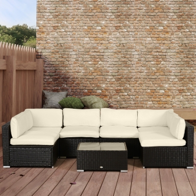 Outsunny Conjunto de 14 Capas de Almofada de Reposição para Móveis de Jardim 6 Capas de Assento 8 Capas de Encosto Poliéster Bege