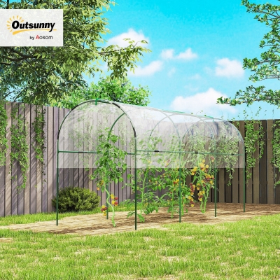Outsunny Estufa de Jardim Estufa de Tomates 4 Arcos de Aço Lona de PVC 4x1,23x1,71 m Verde
