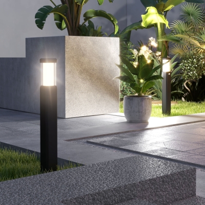 Outsunny Conjunto de 2 Luminárias de Exterior Postes Luminosos LED À Prova de Água Ip65 Lanterna para Caminhos e Vias Preto