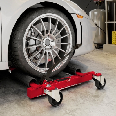 HOMCOM Carrinho de Movimentação de Carro Capacidade 680 Kg Hidráulico Largura Do Pneu 30 cm 63x57-72x33 cm Vermelho