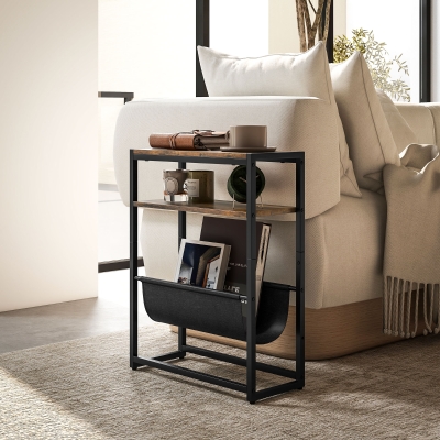 HOMCOM Mesa de Apoio Mesa de Entrada com Prateleira e Porta Revistas Estrutura de Aço estilo Industrial 43x18x56 cm