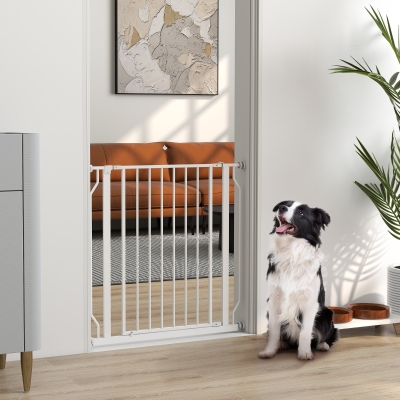 Pawhut Barreira de Segurança para Animal Doméstico com Comprimento Ajustável 75-85x76 cm Branco