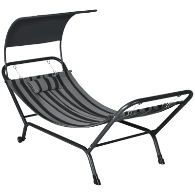 Outsunny Espreguiçadeira de Sol Espreguiçadeira em Aço e Poliéster com Toldo Almofada e Rodas 240x92x148 cm