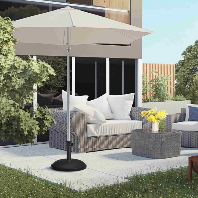 Outsunny Pé de Guarda Sol Redondo 25 Kg Suporte de Guarda Sol em Cimento para Terraço Piscina Pátio Jardim Ø 49x37 cm Preto