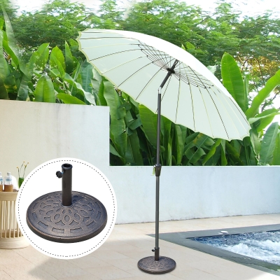 Outsunny Pé de Guarda Sol Base de Peso para Guarda Sol Redondo Resina Imitação de Ferro Fundido Motivo Rosácea Ø 49 cm 14 Kg Bronze