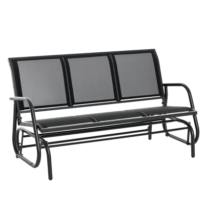 Outsunny Banc Jardin 3 Places Acier Noir Confort