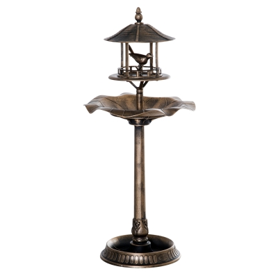 Outsunny Banho de Pássaros Bebedouro para Pássaros e Jardineira 3 em 1 Ø 50x113 cm Polipropileno Bronze Antigo