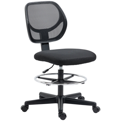 Vinsetto Cadeira de Escritório com Assento Alto em Malha Altura Ajustável 50-70 cm com Apoio de Pés Giratório 360° Preto