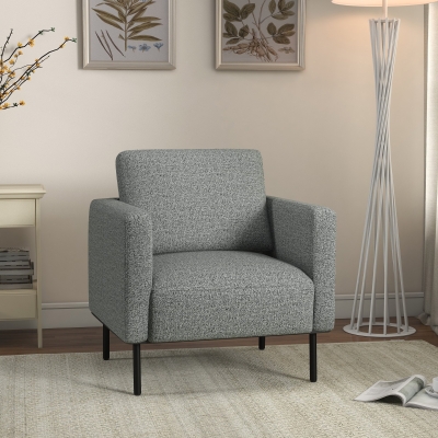HOMCOM Sofá de Sala Sofá em Tecido 1 Lugar Revestimento Aspecto Linho Pés em Aço 79x76x65 cm Cinza Preto