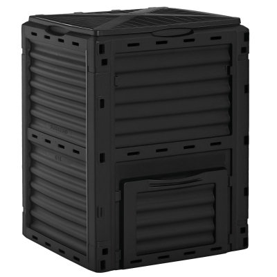 Outsunny Bidone per il compost 60.5cm x 60.5cm x 81.5cm Nero