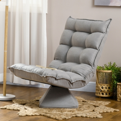 HOMCOM Cadeirão de Chão Preguiçoso Cadeirão de lazer cadeirão Lounge estilo Acolchoado Inclinação Do Encosto Ajustável Giratório 360°