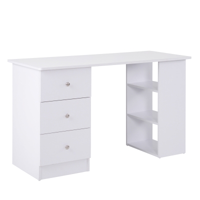 HOMCOM Escritório de Computador Multimédia com Múltiplos Espaços de Arrumação 3 Gavetas 2 Prateleiras 120x49x72 cm Branco