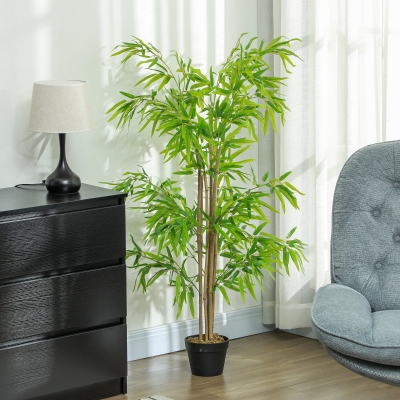 Outsunny Bambu Artificial Planta Artificial decoplant com Vaso Árvore Artificial decoração de Árvore 150 cm