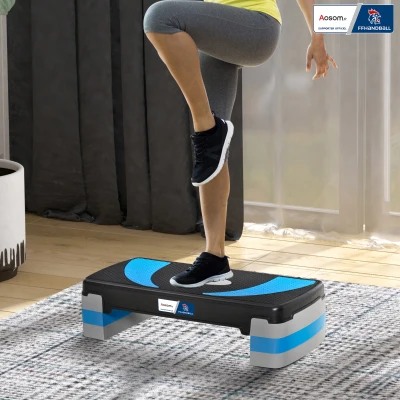 Stepper Fitness Aerobic - Aosom.fr x FFHandball - altura ajustável superfície antiderrapante 80 x 31 x 20 cm preto azul