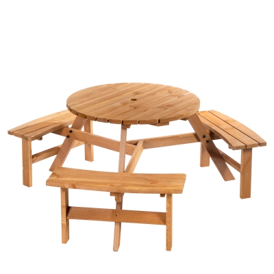 Outsunny 6-Seater Wooden Picnic Table Set with Umbrella Hole