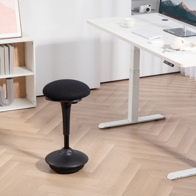 HOMCOM Banco de Escritório em Pé Banco Ergonômico Assento Giratório 360° Base Larga 36x36x70-90 cm Preto