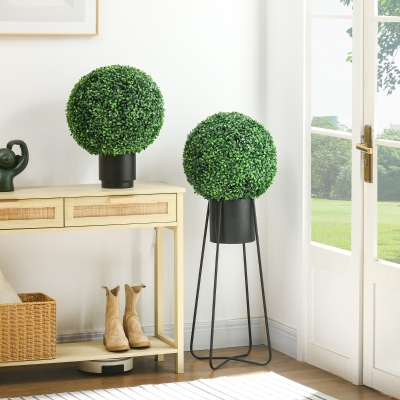 HOMCOM Conjunto de 2 Bolas de Buxo Artificiais de 40 cm decoração para Interior ou Exterior Verde