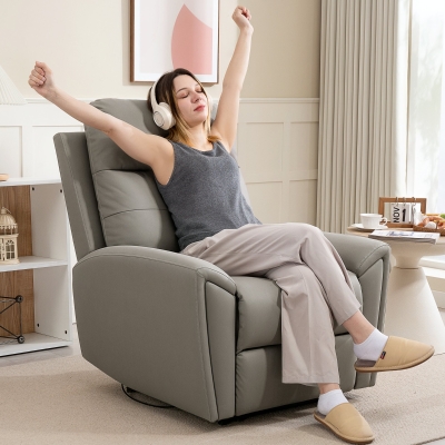 HOMCOM Recliner Armchair Microfibre Lounge Chair Grey