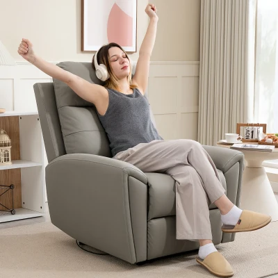 HOMCOM Recliner Armchair Microfibre Lounge Chair Grey