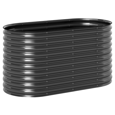 Outsunny Caixa de Plantio Caixa de Plantas Metálica com Borda de Segurança e Luvas Fundo Aberto 160x80x80 cm Cinza Escuro