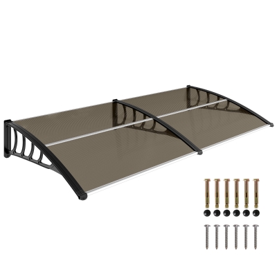 Outsunny Pensilina da Esterno 200x96 cm in Policarbonato Marrone