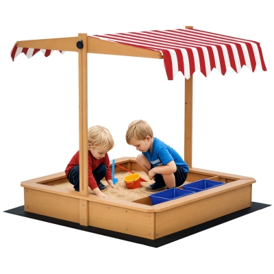 Outsunny Kids Wooden Sandbox with Canopy 3-7 Years