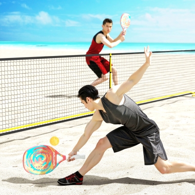 Sportnow Raquete de Beach Tennis em Fibra de Carbono com Bolsa de Raquete e Punho Antiderrapante Amarelo