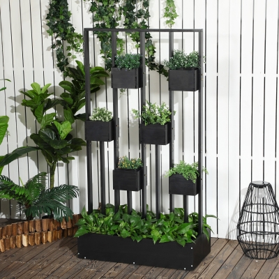 Outsunny Canteiro Elevado com Treliça em Madeira para Plantas Vegetais Flores ou Ervas Aromáticas 90x45x170 cm